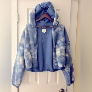Aerie | Zip-Up Hoodie Blue & White Tie-Dye Size M
